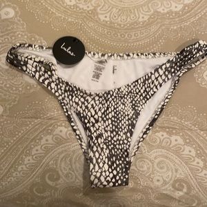 Olive Green Snake Print Bikini Bottom